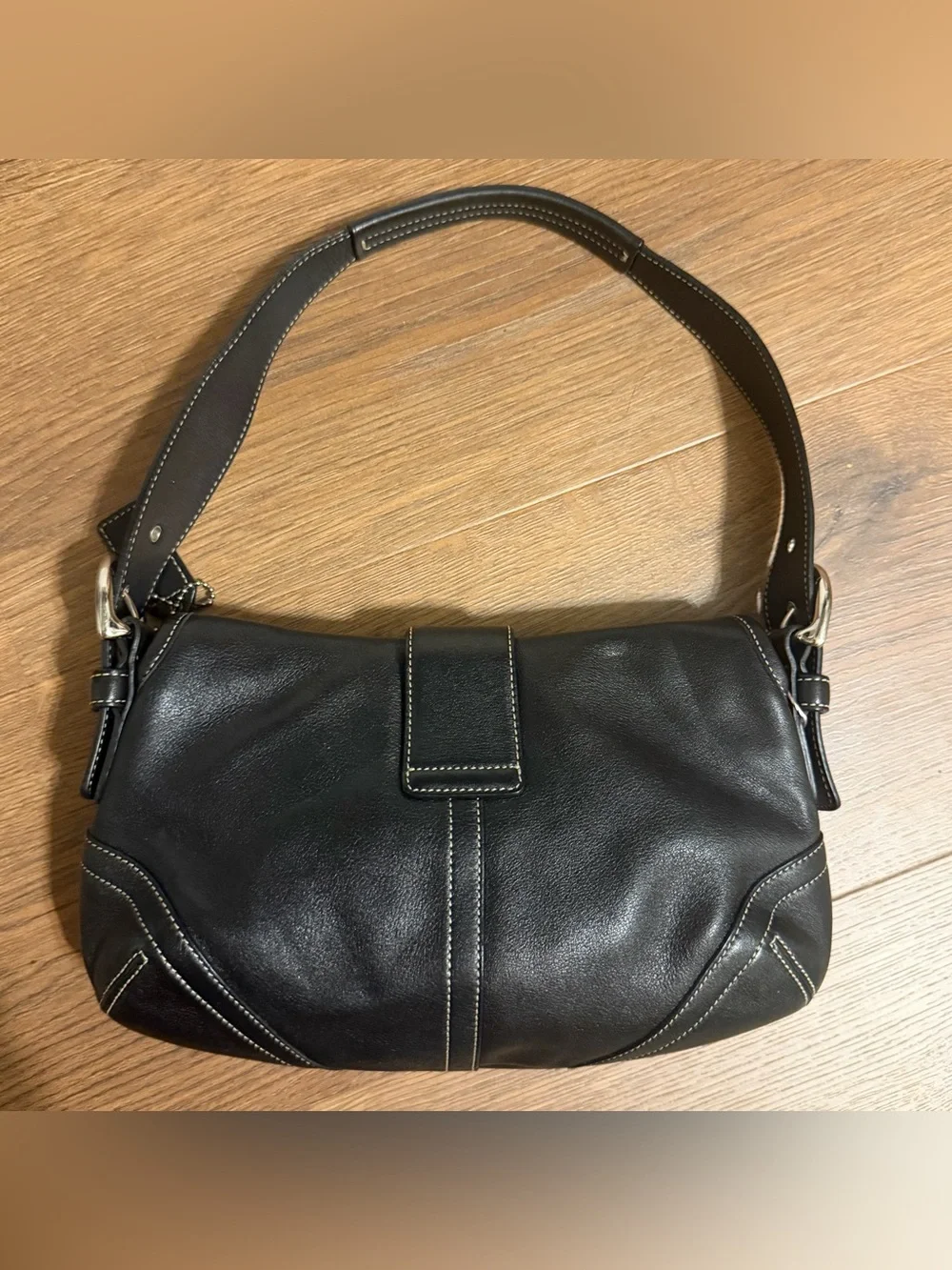 Coach Y2K Soho Black Leather Buckle Flap Shoulder Bag G04S-9247